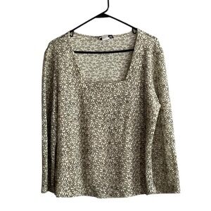 VTG 90's FASHION BUG Top Large Square Neck Lace All Over Floral Pattern